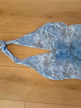 Light Blue Mesh Halter Top